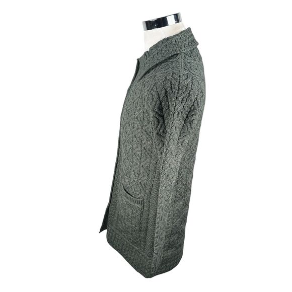 Aran Crafts Cardigan Sweater Women's Small Green Irish Merino Wool Button New - Picture 4 of 9